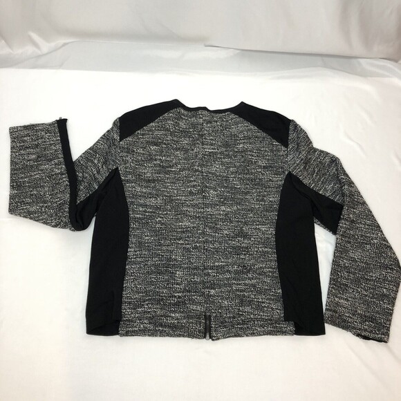 Eileen Fisher Black Tweedy Knit Sweater Jacket Ponte Sz L Full Zip Tweed Career - Picture 2 of 9